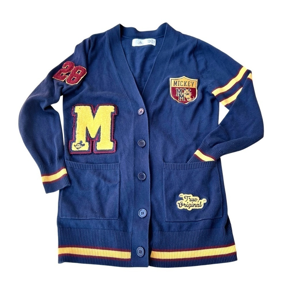 Disney Parks Mickey Mouse Navy Letterman's Cardigan True Original Women Size XS